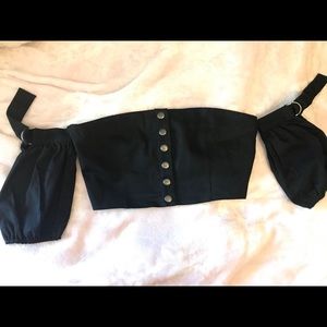 Forever 21 off shoulder cropped black top